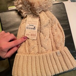 Layer 8 Teddy Fleece Pom Beanie - Beige